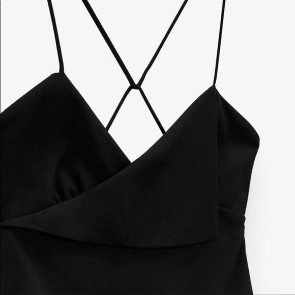 NWT ZARA Black Surplice V-Neck Spaghetti Strap Night Out Mini Dress - Picture 11 of 12